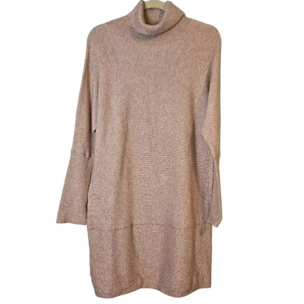 Mud Pie turtleneck sweater dress, tan. Size L.